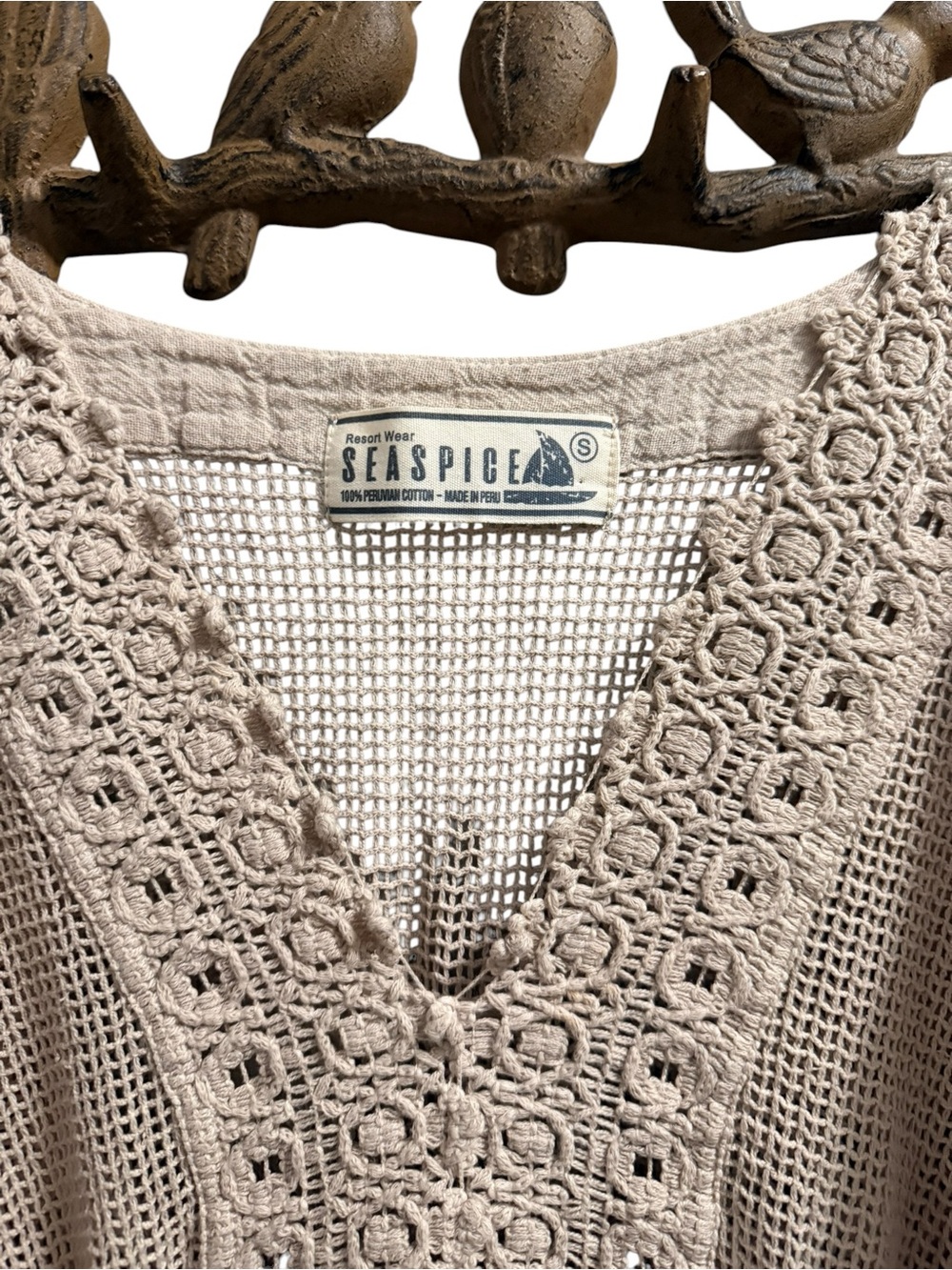 Boho Crochet Swim Coverup - Cream - Picture 3 of 5
